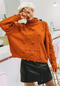 Solid Color Turtleneck Knitted Pullover Sweater