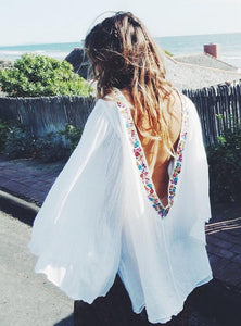 Boho Backless Hippie Loose Summer Beach Mini Dress