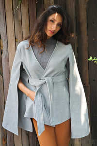 Long Sleeve Belt V Neck Winter Clock Coat