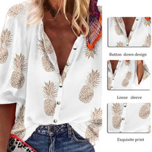 Load image into Gallery viewer, Women Blouse Sexy V-Neck Tops Pineapple Printed Shirts