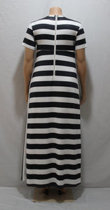 Hot Selling WOMEN'S Dress Loose-Fit Crew Neck Horizontal And Vertical Stripes Large Size Dress