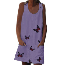 Load image into Gallery viewer, Summer Sleeveless Floral Butterfly Knee Above Casual Loose Mini Dress