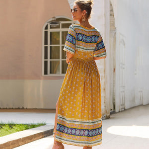 Women Summer Boho Floral Maxi Print Dress