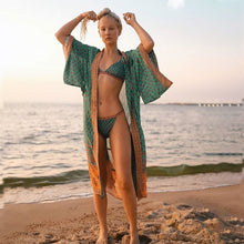 Load image into Gallery viewer, Hippie Floral Printed Kimono Long Sleeve Thin Vintage Belt Cover Up