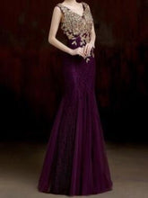 Load image into Gallery viewer, V-Neck Applique Mermaid Evening Dress