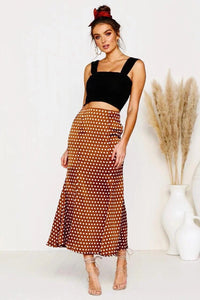 High Waist Bodycon Skirt Autumn Sexy Slim Slimming Wave Dots Midi Skirt
