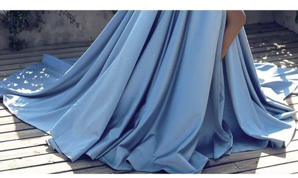 US Size 2-26W Solid Color Temperament Off-shoulder Party Dress Fashion Beautiful Delicate Maxi Dress