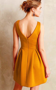 Solid Color A-line Vest Skirt Stitching V-neck Sling Sexy Backless Slim Dress
