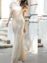 Load image into Gallery viewer, Golden Sexy Fishtail Evening Dress Long Dress Bridesmaid Evening Sequin Dress