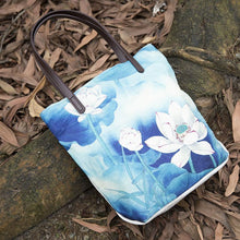 Load image into Gallery viewer, Casual Women Literature Canvas White Lotus Shoulder Bag