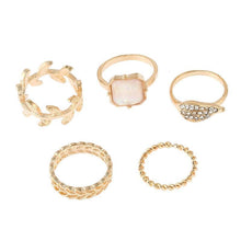 Load image into Gallery viewer, 5pcs BOHO ring set jelly leaves style bohemia party