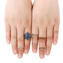 Load image into Gallery viewer, 6pcs BOHO ring set artificial gemstone bohemia party