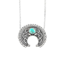 Load image into Gallery viewer, Vintage ethnic style bohemian gypsy imitation Thai silver turquoise totem carved necklace