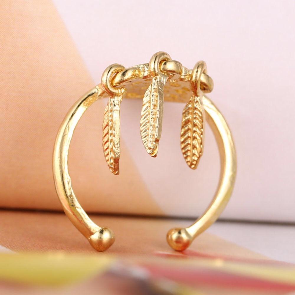 Dreamcatcher Hollow feather Adjustable alive gold and silver alloy ring