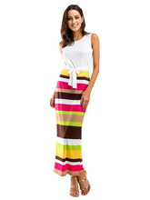 Load image into Gallery viewer, Two Pieces Stripe Sleeveless Beach Dress Maxi Dress