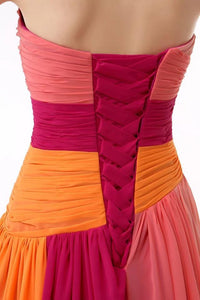 Colorful Strapless Floor Maxi Dress