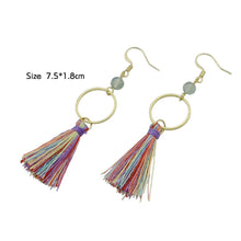 Load image into Gallery viewer, Tassel ethnic jewelry boho earrings rainbow colorful round circle shape party earring