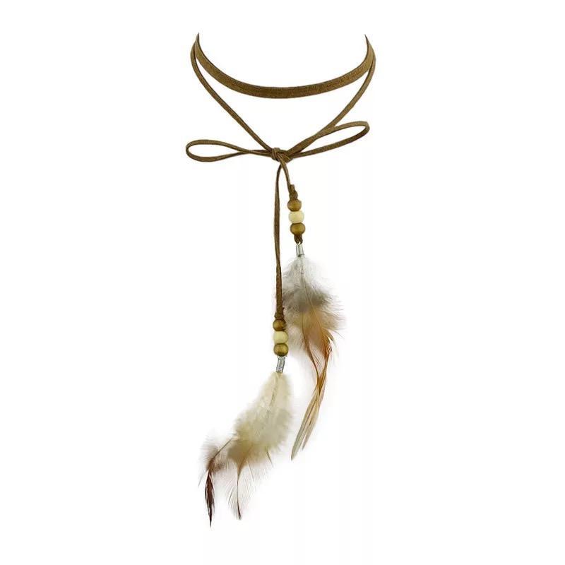 Bohemia Feather pendant clavicle chain necklace