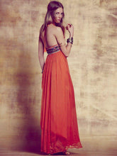 Load image into Gallery viewer, Bohemia style Tulle embroidered halter dress