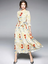 Load image into Gallery viewer, Printed Fashion Belted Maxi Dress