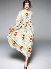 Load image into Gallery viewer, Printed Fashion Belted Maxi Dress