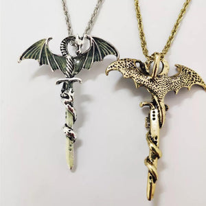 Vintage Cross Dragon Luminous Pendant Necklace