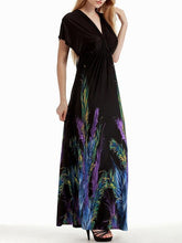 Load image into Gallery viewer, Plus Bohemia Printed V-neck&amp;V-back Maxi Dress
