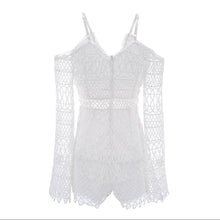 Load image into Gallery viewer, White Sexy Hollow V-neck Strap Lace Vacation Style Romantic Romper