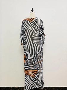 Zebra-print Chiffon Loose Beach Sunscreen Cardigan