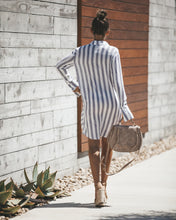 Load image into Gallery viewer, Striped Long Sleeve Knotted T-shirt Mini Dress