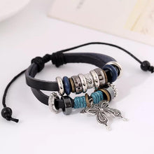 Load image into Gallery viewer, 1PCS Fashion Women Men Vintage Multilayer Butterfly Wood Bead Leather Braided Strand Bracelet