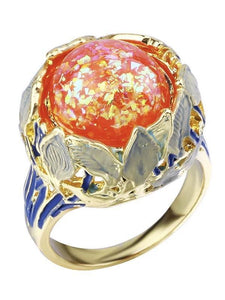Flower Stone Opal Anel Exaggerated Personality Fabulous Gold Anillos Ring