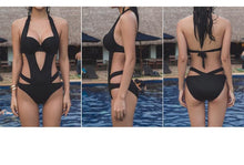 Load image into Gallery viewer, Plus Size Solid Color Black Sexy Special Designed One Piece Monokini