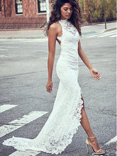 Load image into Gallery viewer, White Round Neck Lace Sleeveless Long Dress Slim Mopping Dress