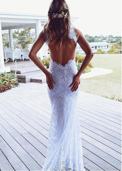 White Round Neck Lace Sleeveless Long Dress Slim Mopping Dress