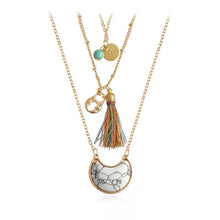 Load image into Gallery viewer, MULTILAYER STONE PENDANT Colorful Bohemia Style Tassel Necklace