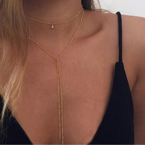 Two Layers CHOKER TASSEL NECKLACE