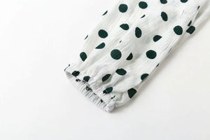 Loose Ruffled Stitching Wave Dot Long Sleeve Ladies Shirt Blouse