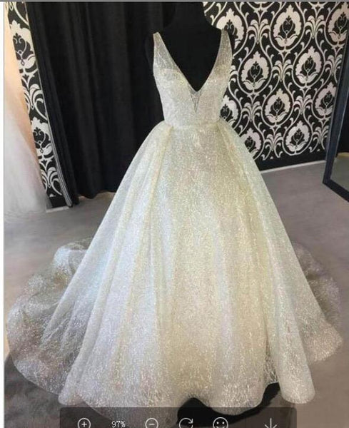 Sexy Deep V Open Back Dress Sequined Big Swing Hem Shinning Evening Maxi Dress