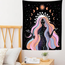 Load image into Gallery viewer, Indian Moon Phase Girl Mandala Tapestry Wall Hanging Boho decor macrame hippie Witchcraft Tapestry wall decoration cloth