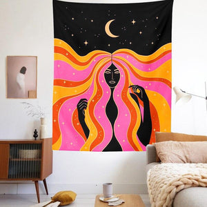 Indian Moon Phase Girl Mandala Tapestry Wall Hanging Boho decor macrame hippie Witchcraft Tapestry wall decoration cloth
