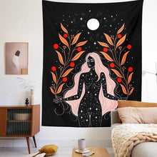 Load image into Gallery viewer, Indian Moon Phase Girl Mandala Tapestry Wall Hanging Boho decor macrame hippie Witchcraft Tapestry wall decoration cloth