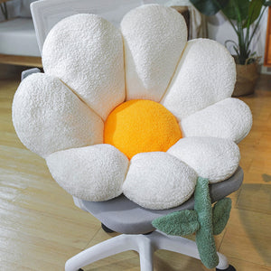 Flower Pillow Office Chair Lumbar Back Cushion Cute Plush Sofa Throw Pillows Soft Elastic Decor Cushions Winter Oreiller