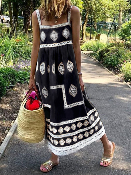 Casual Lace Stitching Sling Dress