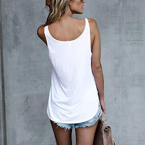Women's Casual Sleeveless O-Neck Pullover Feather Print Tank Top Loose Vest T-Shirt