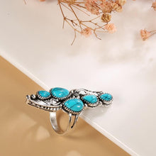 Load image into Gallery viewer, Tibetan Natural Stone Big Ring for Women Vintage Jewelry Ethnic Style Tibetan Silver Carved Pattern Wedding Party Big Rings
