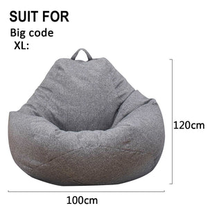 Lazy Sofa Cover Solid Chair Covers Without Filler Linen Cloth Lounger Seat Bean Bag Pouf Puff Couch Tatami Living Room Beanbags