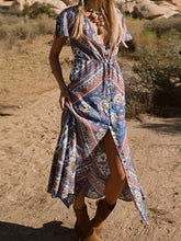 Load image into Gallery viewer, Bohemian Floral V-neck Split Beach Long Dress