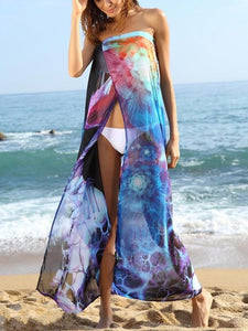 Chiffon Long Beach Tube Dress Bikini Cover-up