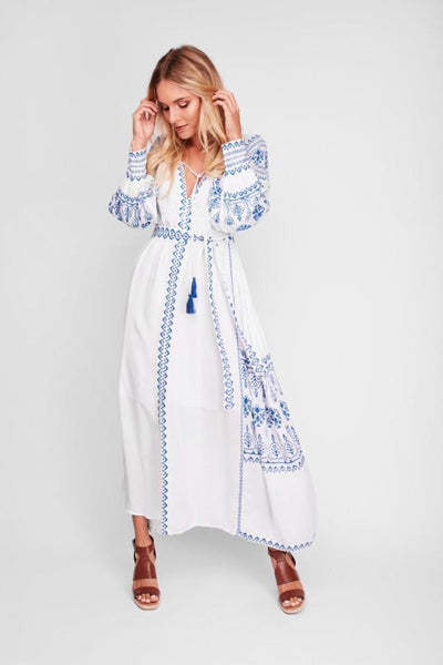 Vintage Women Casual Sexy V-neck Loose Boho Dress Ladies Floral Dresses Holiday Beach Dress
